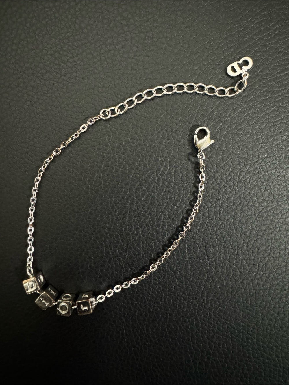 Authentic Dior Spell Out Cube Charm Bracelet